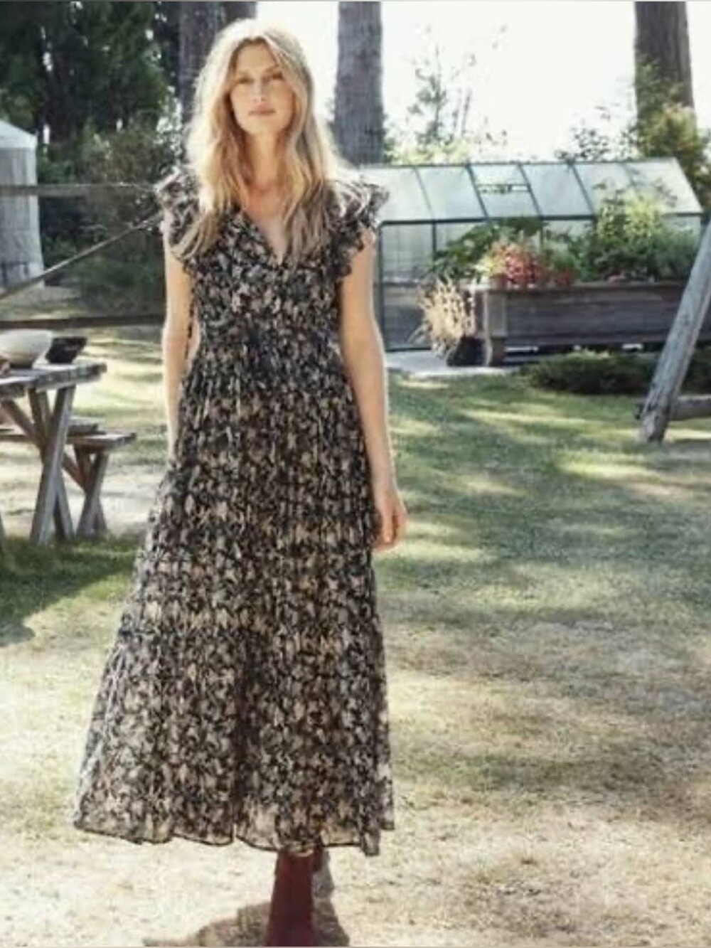Deon Maxi Floral Dress with Ruffles 100% cotton